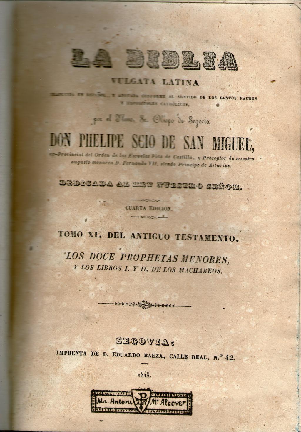 Coberta de La Biblia Vulgata Latina (Tom XI)